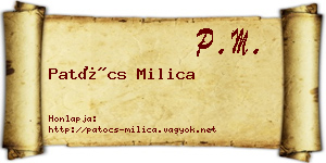 Patócs Milica névjegykártya