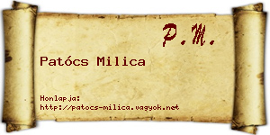 Patócs Milica névjegykártya